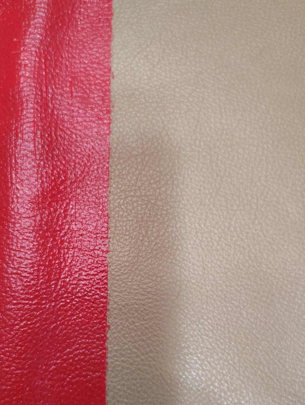 American Apparel Upcycled Tan Leather Clutch/Zip Pouch with Red Stripe